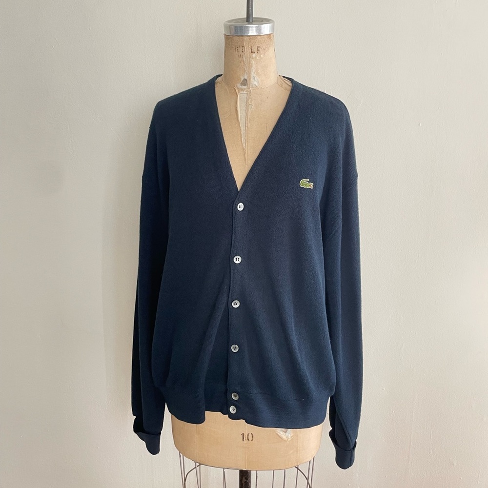 Vintage Izod Lacoste sweater cardigan blue XL